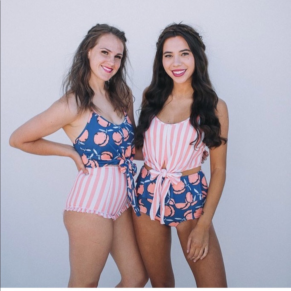 Kortni Jeane Peach printed bottoms size S NWT